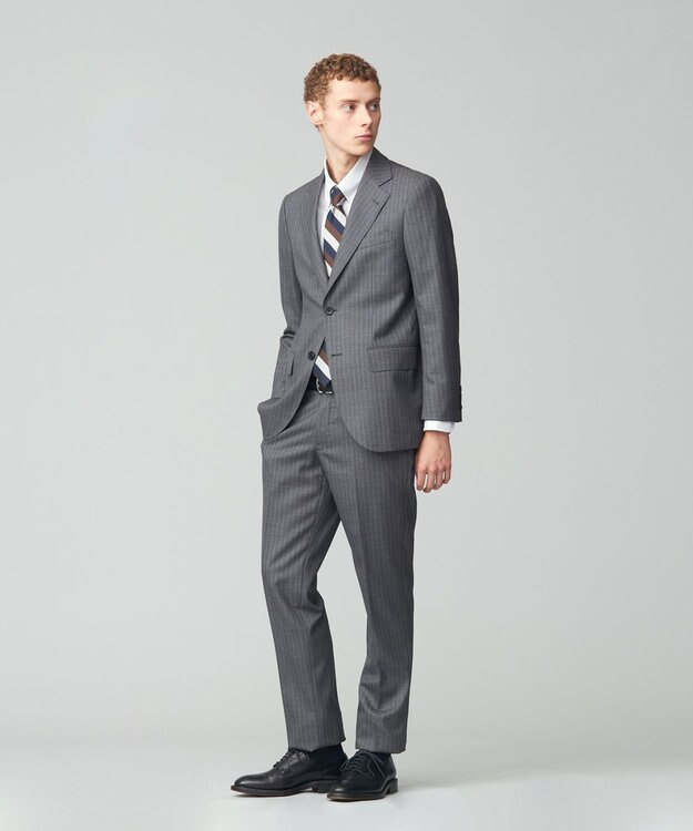 J.PRESS MEN 【ESSENTIAL CLOTHING】ラスティックストライプ スーツ ライトグレー系1