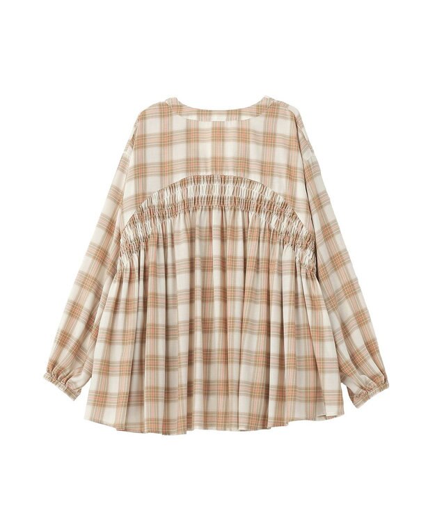 Green Parks 【しゃれシャツ】イージーケアＶネックチェックブラウス Beige