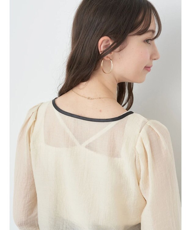 earth music&ecology シアーパイピングシャツ Ivory