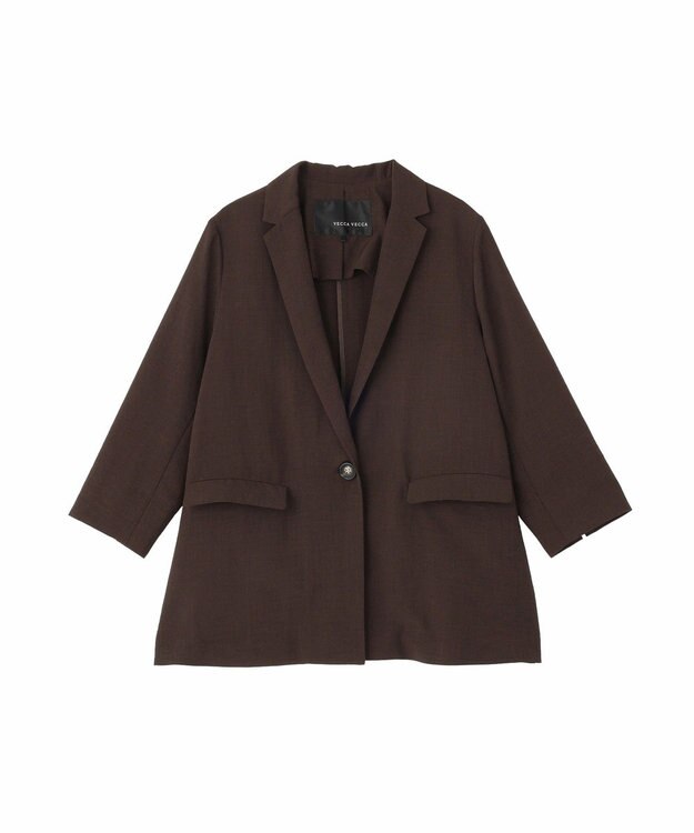 YECCA VECCA マシンウォッシャブルリネンライクジャケット Brown