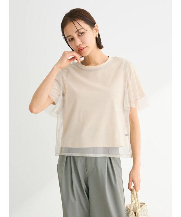 Green Parks ・ＳＵＧＡＲ　ＳＰＯＯＮ　ＳＥＴ２点チュールＴ＋カットＴ Beige