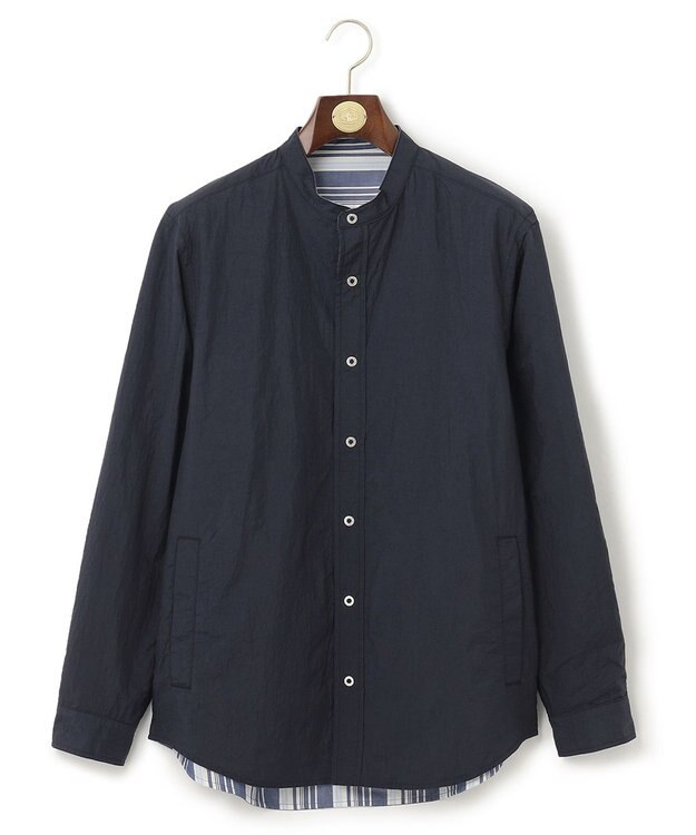 J.PRESS MEN バンドカラーリバーシブル シャツブルゾン ネイビー系1