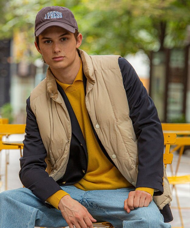 J.PRESS MEN ナイロンワッシャータフタ ダウンベスト ベージュ系