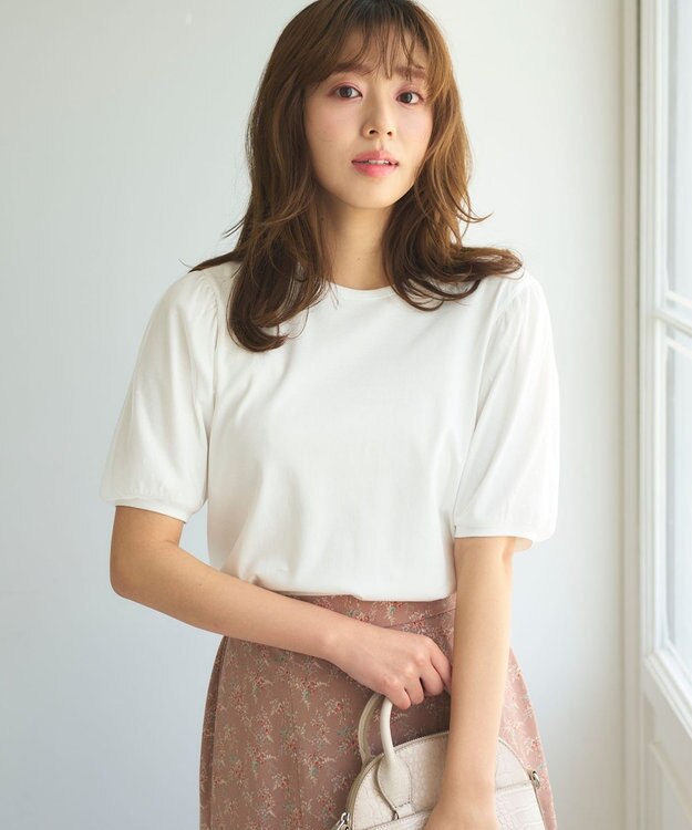 Feroux チュールパフスリーブ プルオーバー ホワイト系