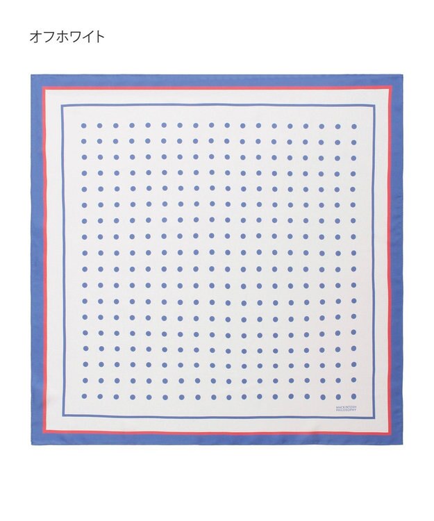 MOONBAT 【シルク100%】MACKINTOSH PHILOSOPHY(マッキントッシュ フィロソフィー）ドット シルクプリントスカーフ 日本製 68cm×68cm UV対策 オフホワイト
