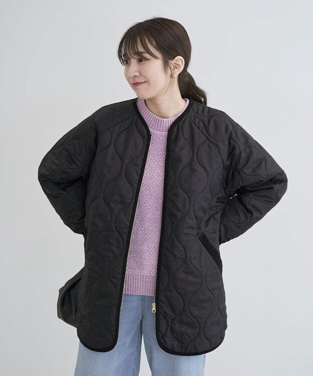 Green Parks ベロアモールモックネックニットプルオーバー Pink