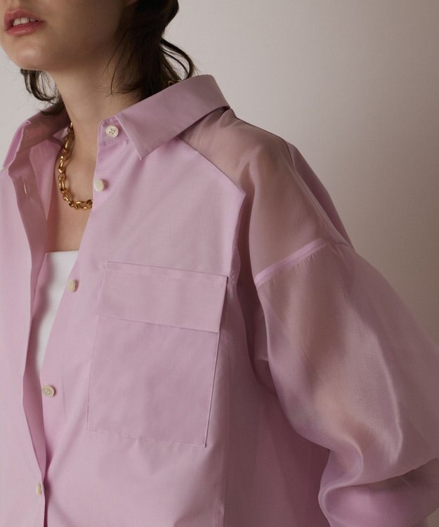 GRACE CONTINENTAL シアーコンビオーバーシャツ ピンク
