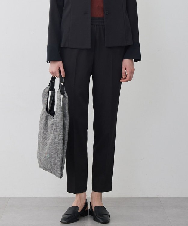 ICB L 【CLASSY.掲載・裏起毛】 ウォームサテン スティックパンツ ブラック系