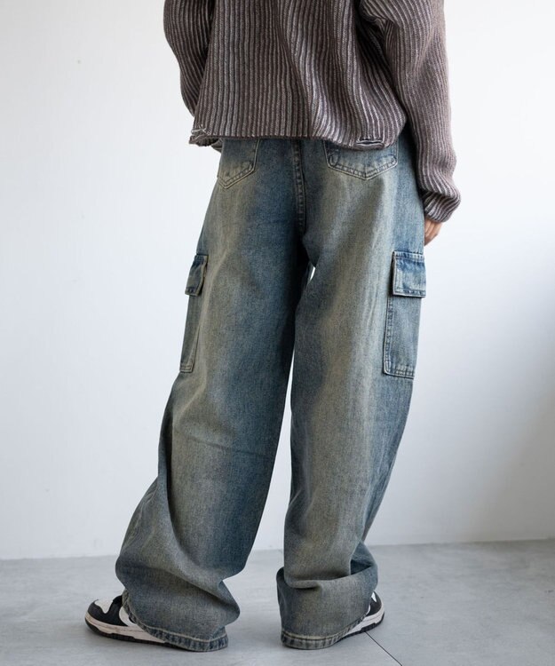 WEGO ヴィンテージウォッシュカーゴデニム デニム中濃色