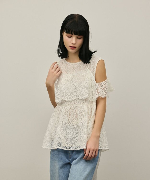 GRACE CONTINENTAL レイヤードレーストップ キナリ