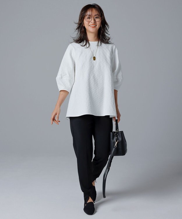 UNFILO 【洗える/シワになりにくい】フクレジャガードブラウス オフ