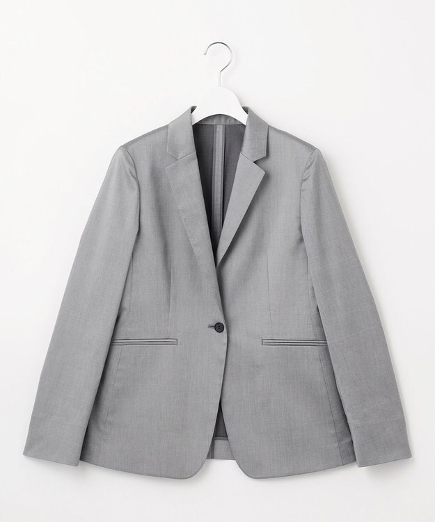 23区 【セットアップ対応/洗える】グロッシーコットンシャンブレー テーラード ジャケット ライトグレー系