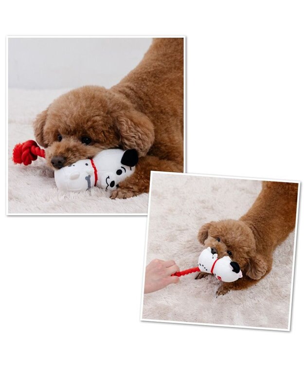 PET PARADISE ディズニー 101匹わんちゃん ロープ トイ ホワイト×レッド