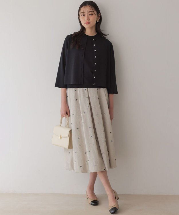 組曲 S マイラックカラー 6分袖 ニット ブラック系