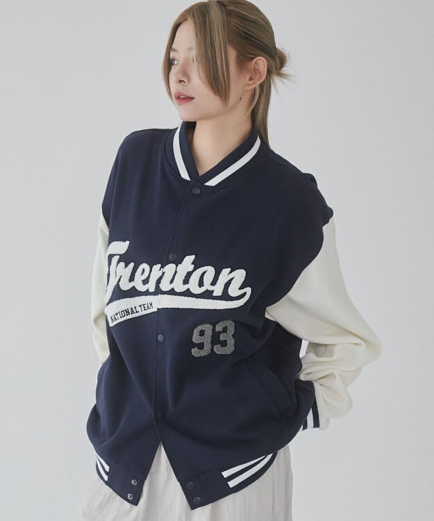 WEGO 【ユニセックス着用ITEM/MLサイズ展開】サガラワッペンスウェットスタジャン ネイビー