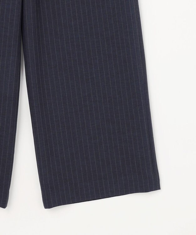 J.PRESS LADIES ペンシル SLUB STRIPE ワイド イージー パンツ ネイビーストライプ系