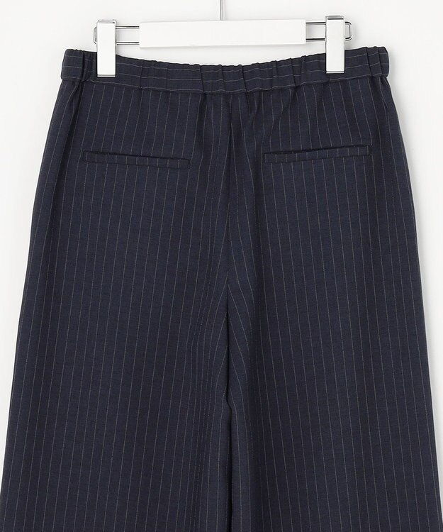 J.PRESS LADIES ペンシル SLUB STRIPE ワイド イージー パンツ ネイビーストライプ系