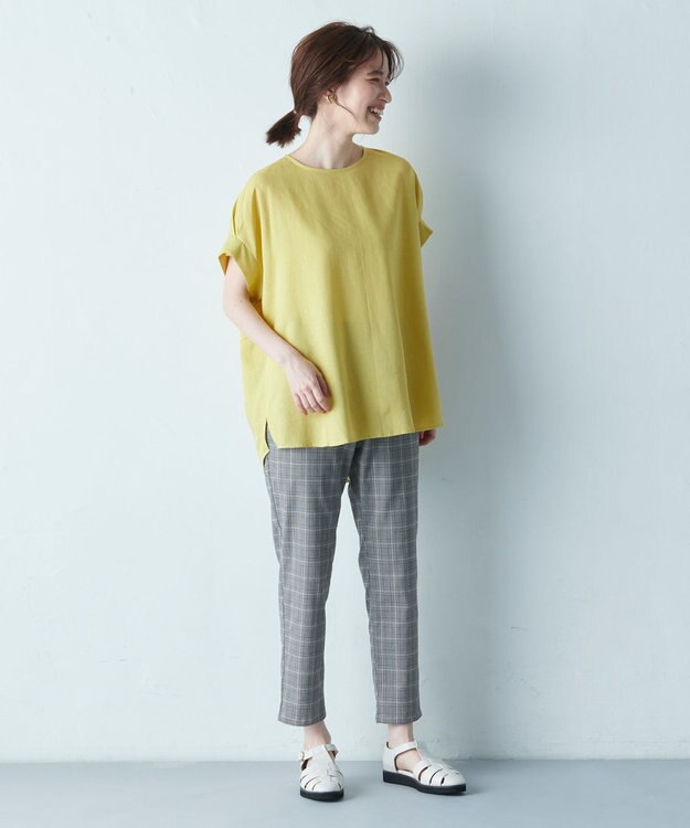 ANY 【洗濯機可能】ライトリネンクロス　チュニック イエロー