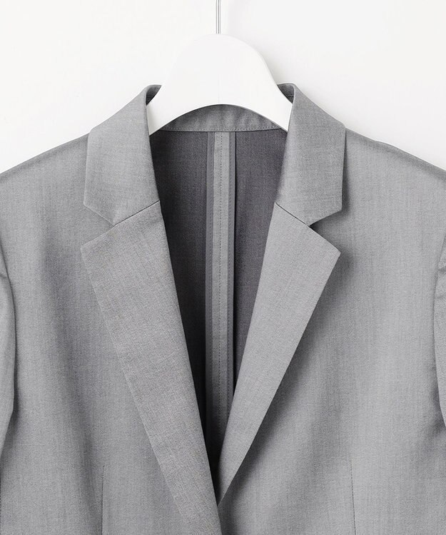 23区 【セットアップ対応/洗える】グロッシーコットンシャンブレー テーラード ジャケット ライトグレー系