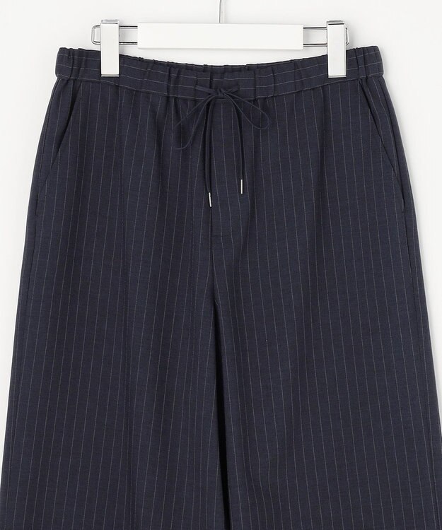 J.PRESS LADIES ペンシル SLUB STRIPE ワイド イージー パンツ ネイビーストライプ系