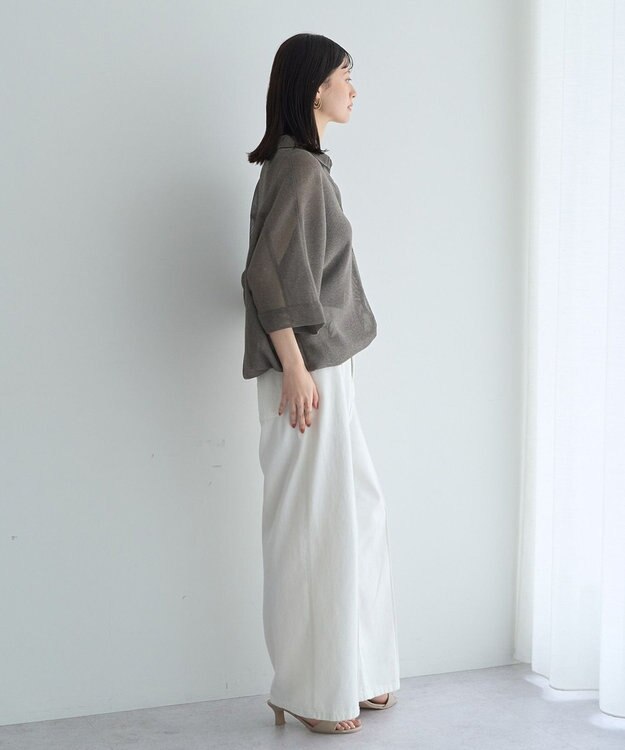 YECCA VECCA 　裾ドロストメッシュシャツ Gray Mixture
