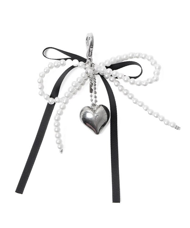 WEGO ダブルリボンハートキーホルダー ブラック