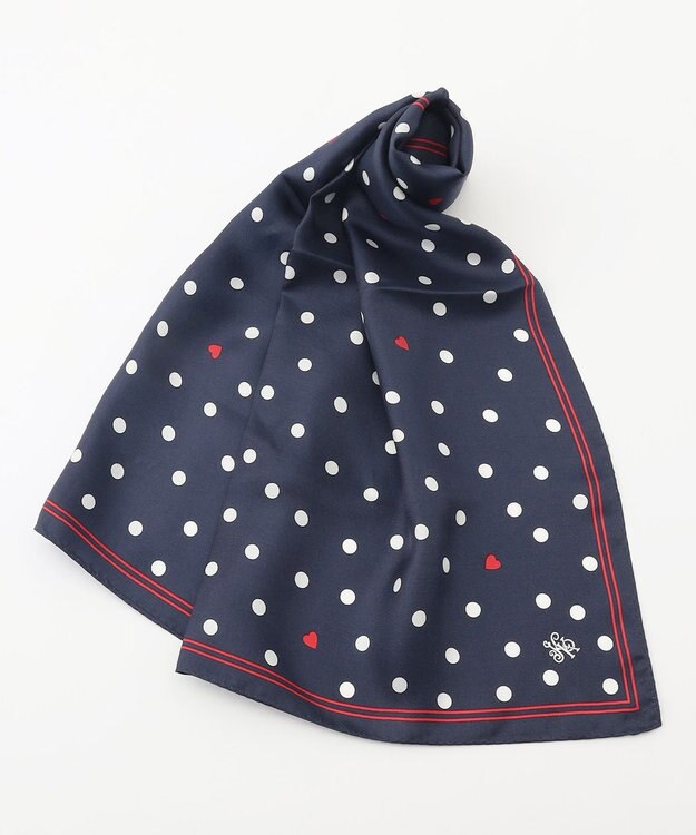 組曲 ハートドットシルク スカーフ ネイビー系5