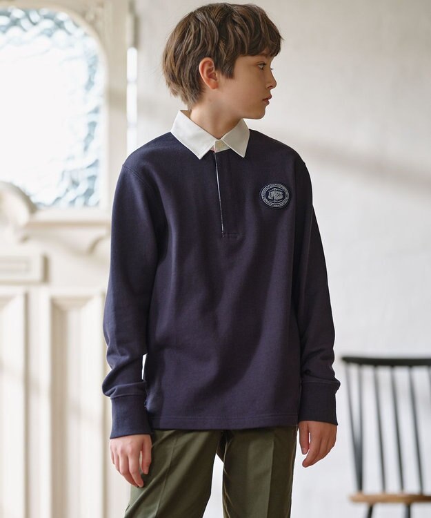 J.PRESS KIDS 【140-170cm】ホワイトカラー ポロシャツ ネイビー系
