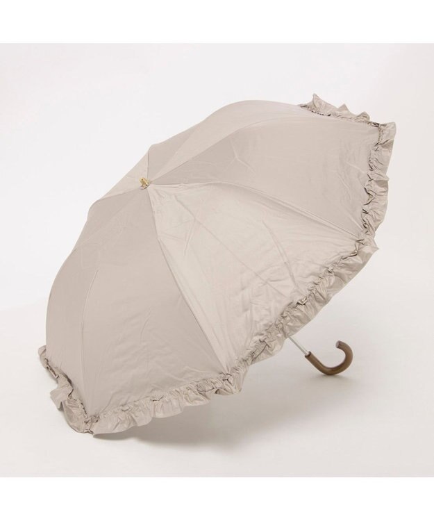 UNBILLION カシュネ cachenez / PUビッグフリルトップレス2段折りたたみ傘 ダークベージュ