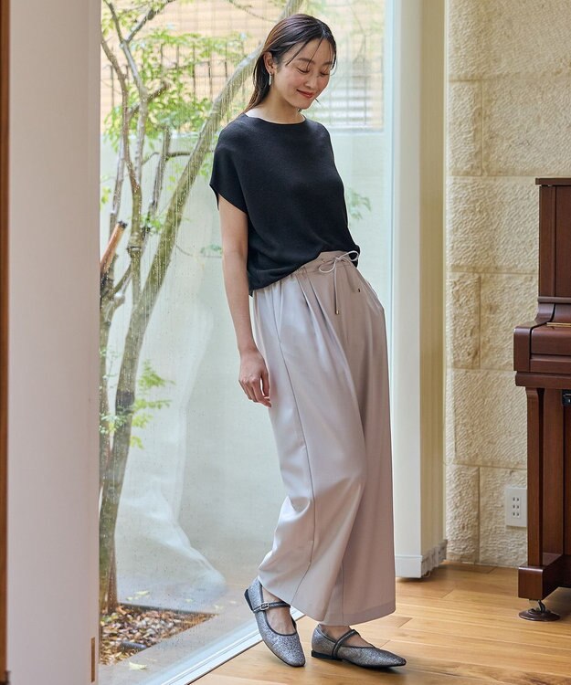 ANY 【新色追加/14色展開】アクリルガーターフレンチスリーブニット ブラック