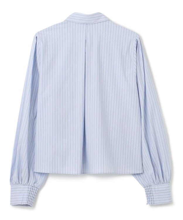 UNFILO L ボリュームスリーブ クロップドシャツ ブルーストライプ