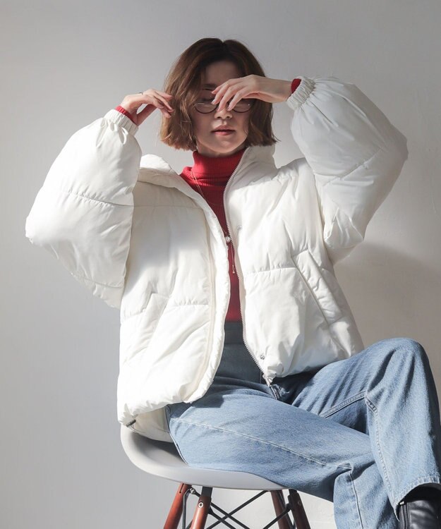 WEGO 【25年秋冬新作/SMサイズ展開】2WAYフードパファーブルゾン ホワイトアイボリー