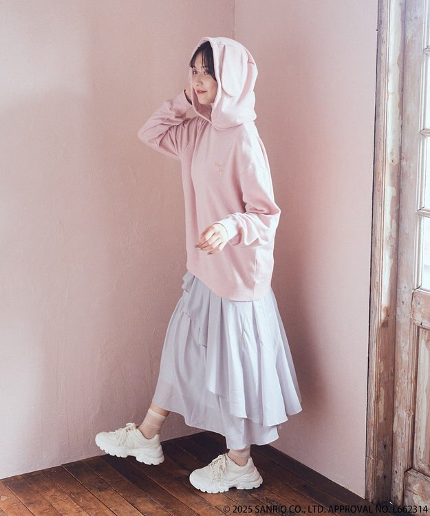 earth music&ecology マイメロディ＆クロミ／ｅａｒｔｈ　耳付きフーディー Pink