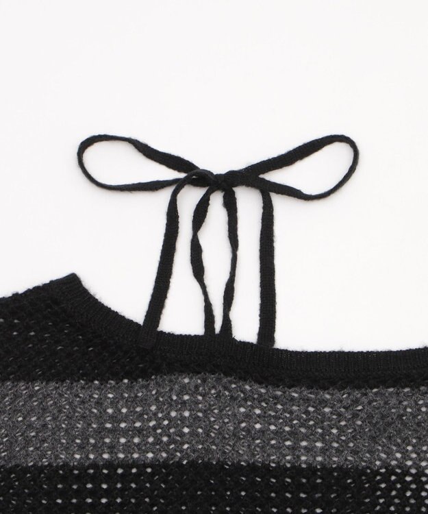 WEGO モヘアタッチ2WAYワンショルニット グレーボーダー