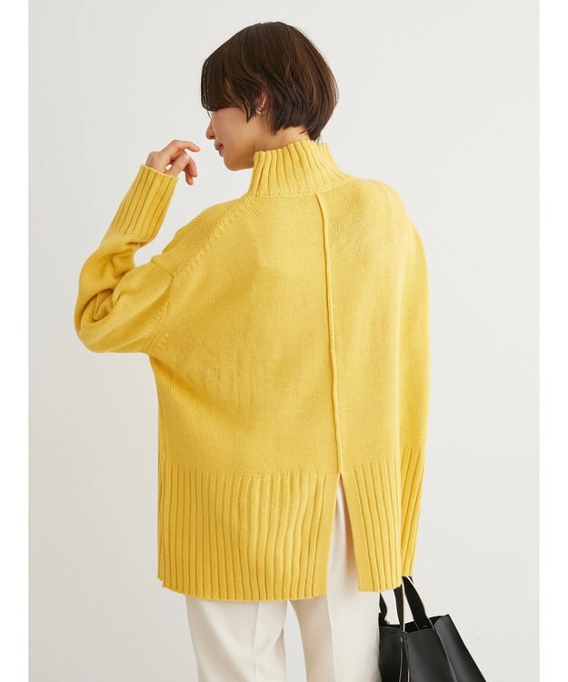 Green Parks 洗える　バックスリットニットプルオーバー Yellow