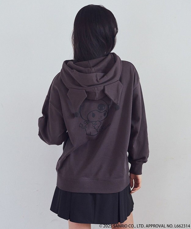 earth music&ecology マイメロディ＆クロミ／ｅａｒｔｈ　耳付きフーディー Charcoal Gray