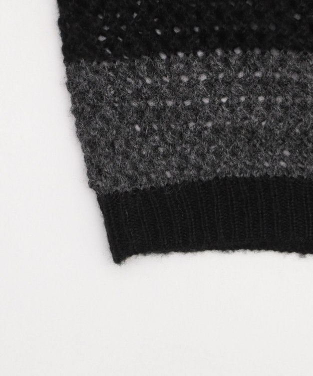 WEGO モヘアタッチ2WAYワンショルニット グレーボーダー