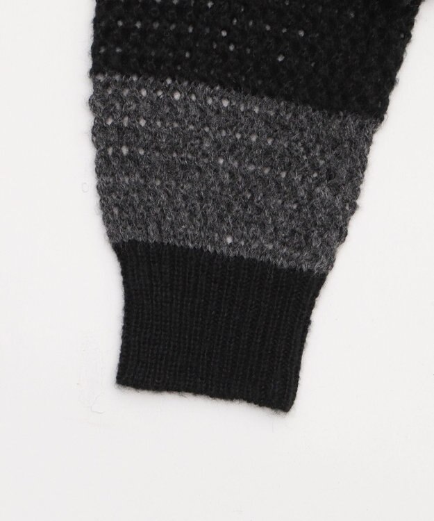 WEGO モヘアタッチ2WAYワンショルニット グレーボーダー