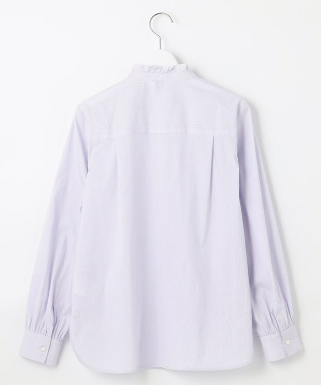 J.PRESS LADIES L 【洗える】 BEZ VEGA フリル ストライプ ブラウス ふじ色系1