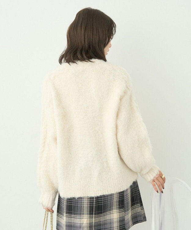 earth music&ecology フワフワパールニットカーディガン Ivory