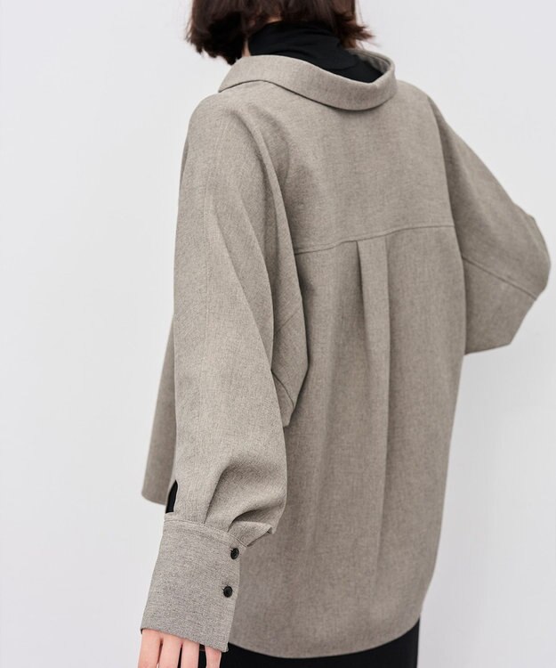 uncrave ウォッシャブルウールライクツイル ドルマンシャツ シャンブレーチャコール