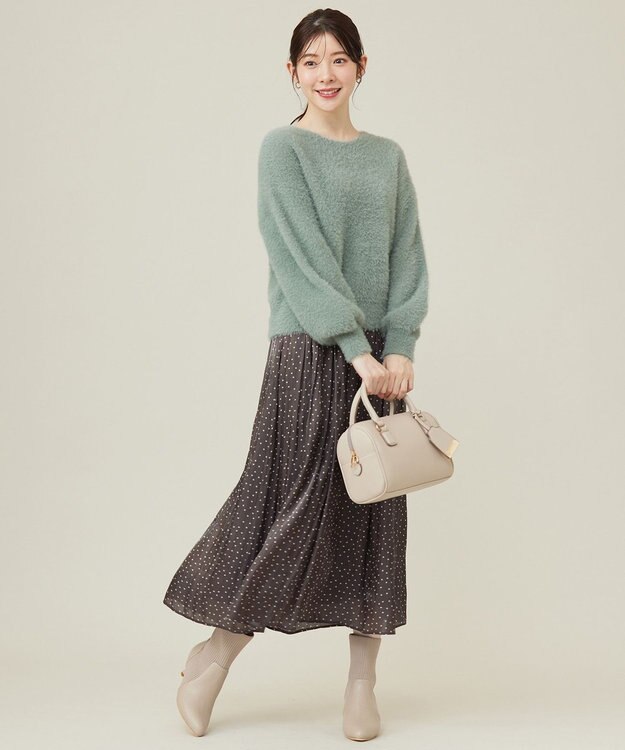 ANY SIS 【洗える】シャイニードットギャザー スカート スレート系