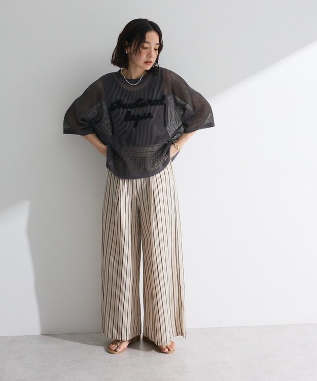 Green Parks テープロゴ透かしニットプルオーバーⅡ Charcoal Gray