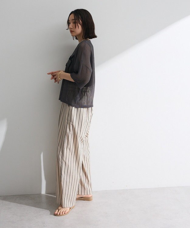 Green Parks テープロゴ透かしニットプルオーバーⅡ Charcoal Gray