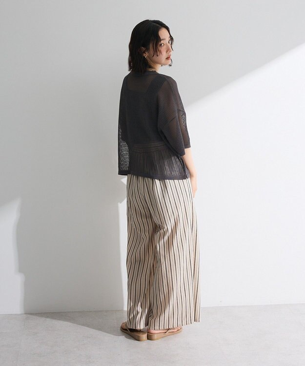 Green Parks テープロゴ透かしニットプルオーバーⅡ Charcoal Gray