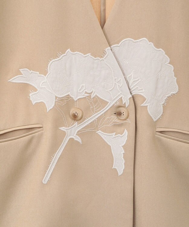 CRAFT STANDARD BOUTIQUE 刺繍カラーレスジャケット Beige
