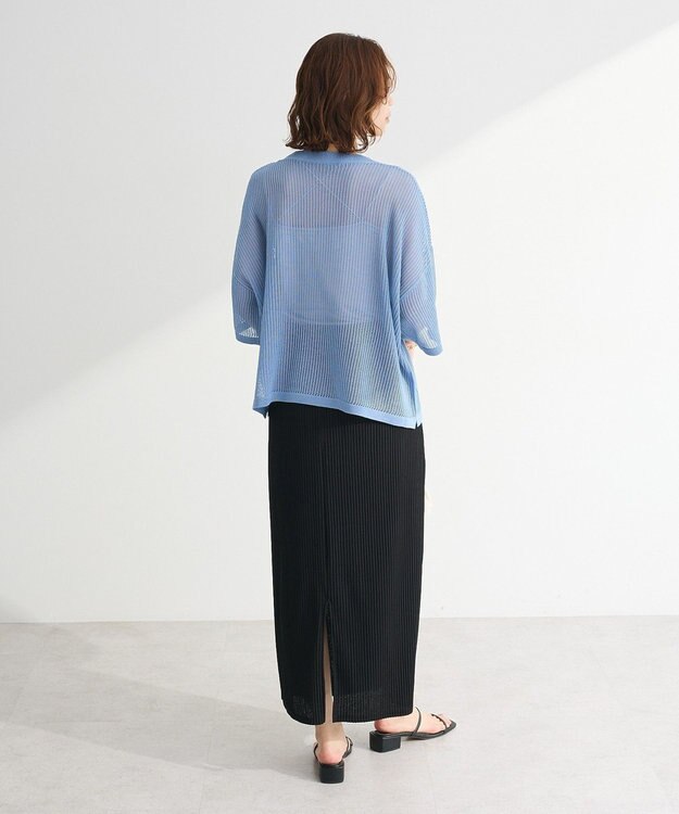 Green Parks テープロゴ透かしニットプルオーバーⅡ Sax