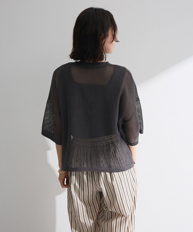 Green Parks テープロゴ透かしニットプルオーバーⅡ Charcoal Gray