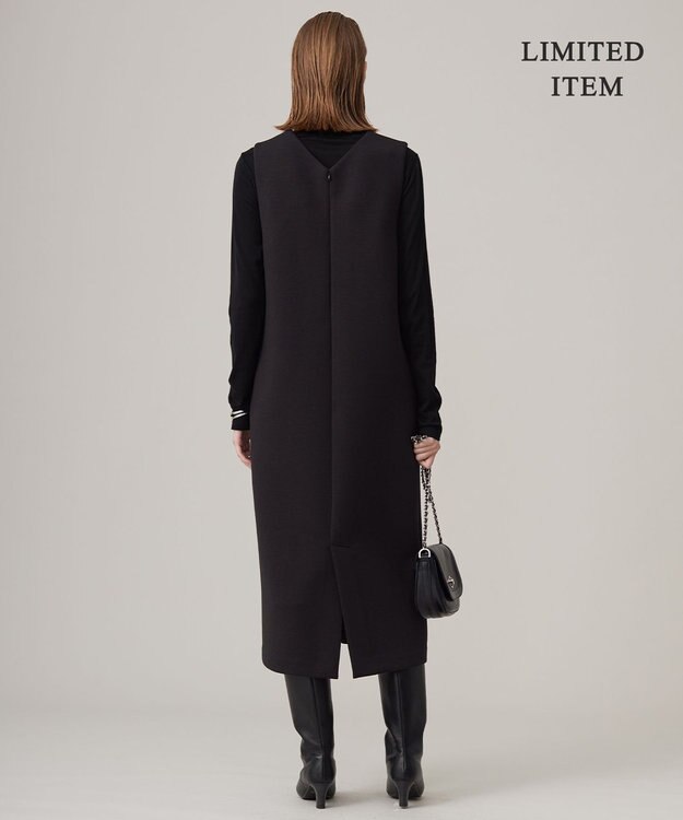 ICB L 【WEB限定・洗える】 コンパクトダブルフェイス ジャンパースカート ブラック系