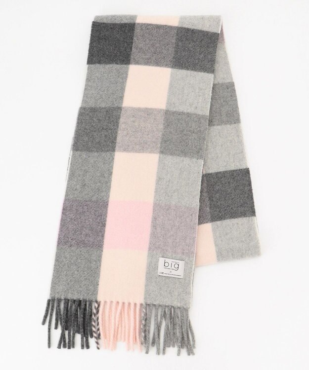 23区 【CLASSY.1月号掲載】manifattura big ウール マフラー グレー×ピンクチェック